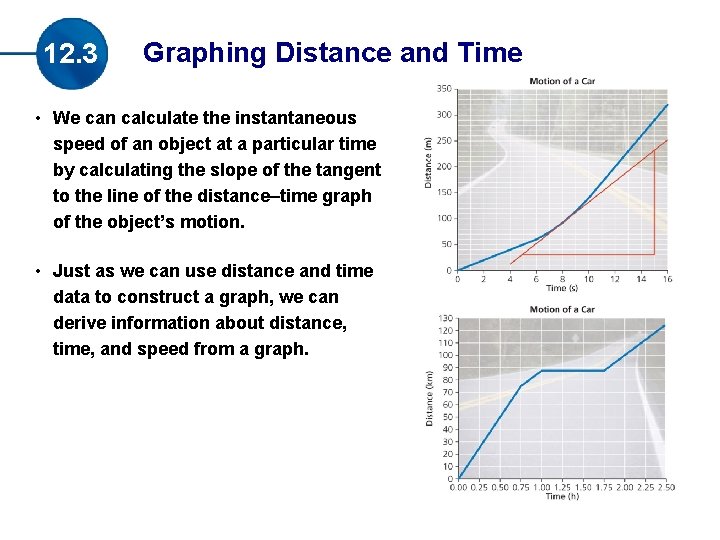 12. 3 Graphing Distance and Time • We can calculate the instantaneous speed of