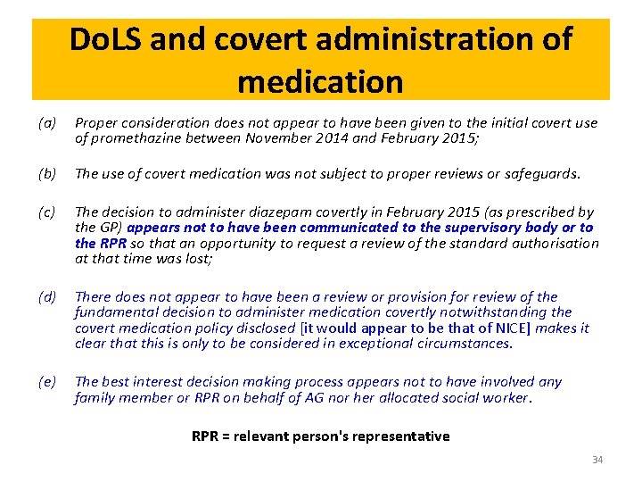 Do. LS and covert administration of medication (a) Proper consideration does not appear to