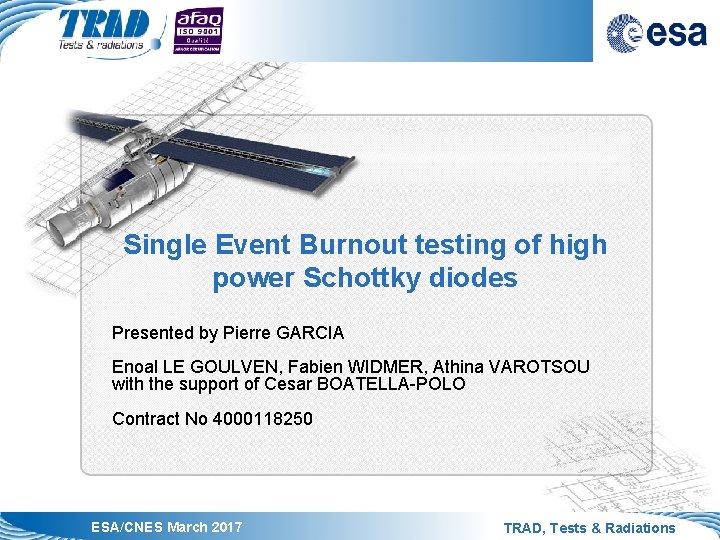 Single Event Burnout testing of high power Schottky diodes Presented by Pierre GARCIA Enoal