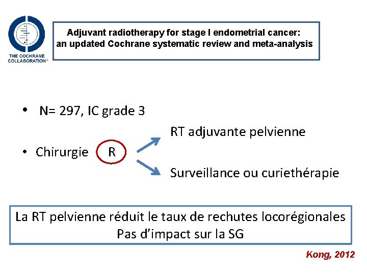 Adjuvant radiotherapy for stage I endometrial cancer: an updated Cochrane systematic review and meta-analysis