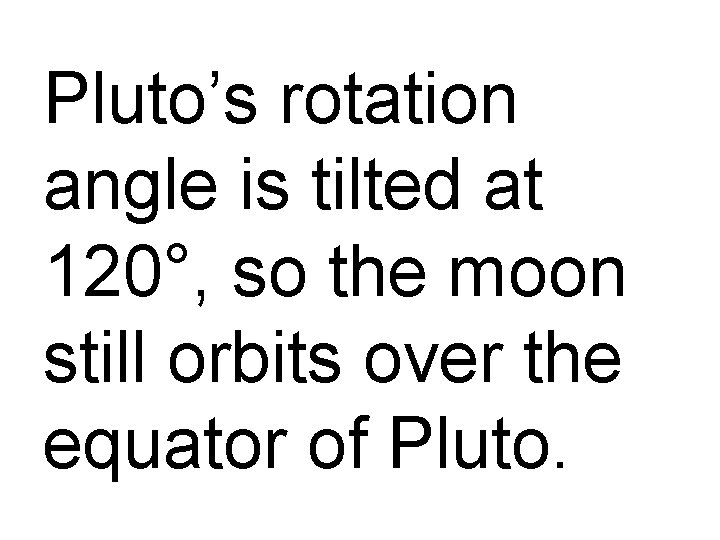 Pluto’s rotation angle is tilted at 120°, so the moon still orbits over the