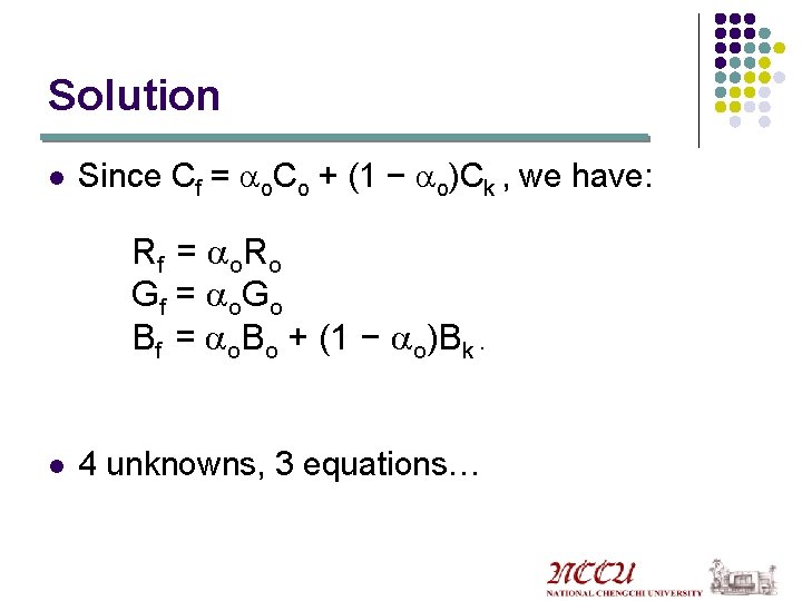 Solution l Since Cf = ao. Co + (1 − ao)Ck , we have: