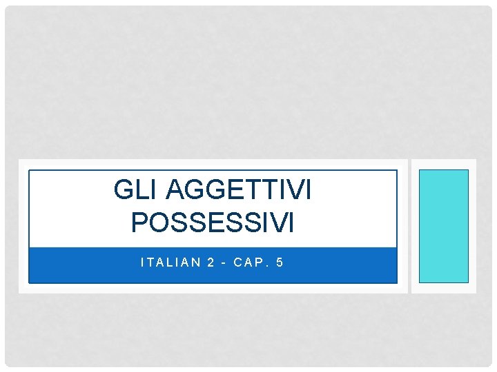 GLI AGGETTIVI POSSESSIVI ITALIAN 2 - CAP. 5 