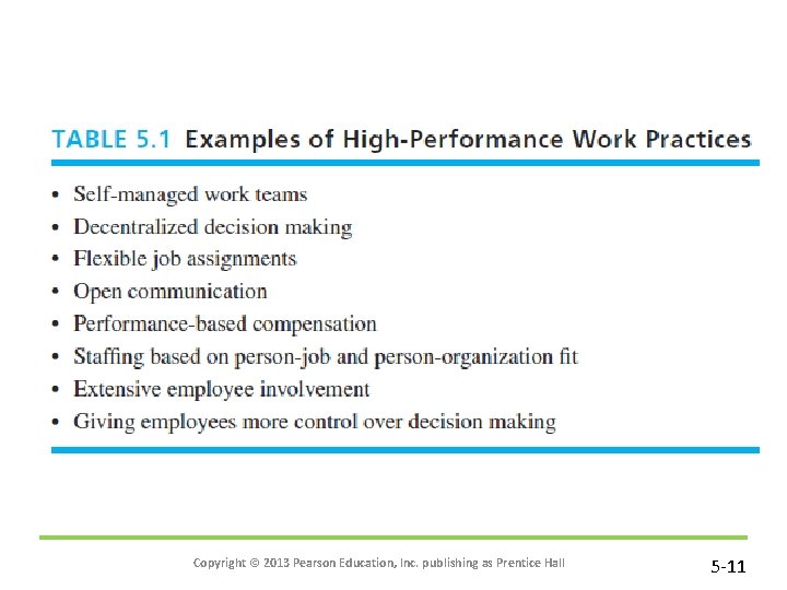 Copyright © 2013 Pearson Education, Inc. publishing as Prentice Hall 5 -11 