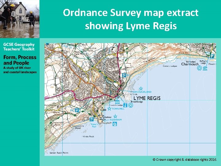 Ordnance Survey map extract showing Lyme Regis © Crown copyright & database rights 2016.
