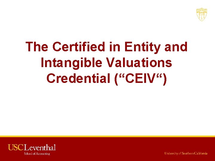 The Certified in Entity and Intangible Valuations Credential (“CEIV“) 