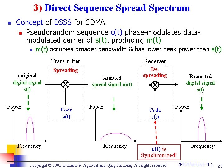 3) Direct Sequence Spread Spectrum n Concept of DSSS for CDMA n Pseudorandom sequence