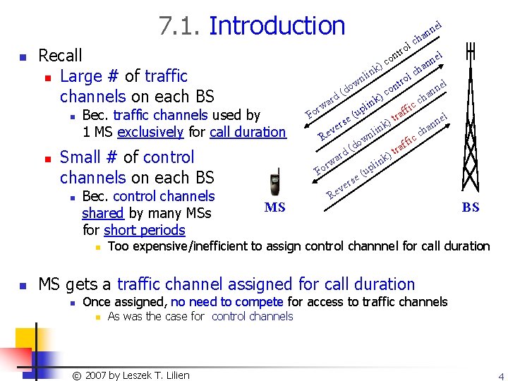 7. 1. Introduction n Recall n Large # of traffic channels on each BS