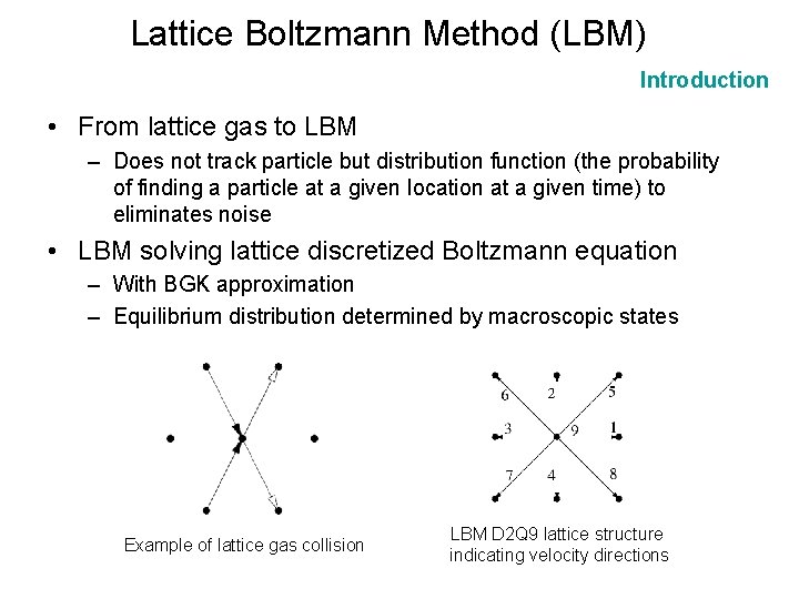 Lattice Boltzmann Method (LBM) Introduction • From lattice gas to LBM – Does not