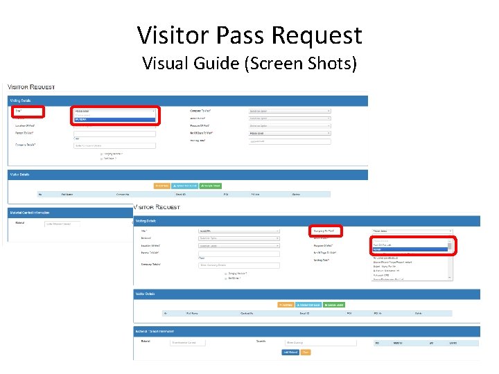 Visitor Pass Request Visual Guide (Screen Shots) 