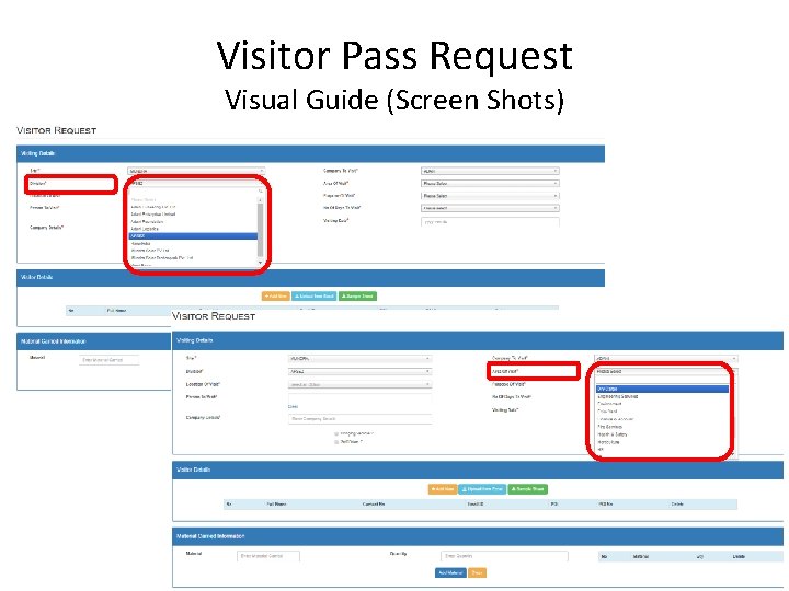 Visitor Pass Request Visual Guide (Screen Shots) 