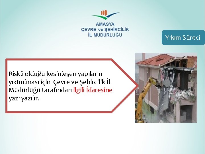 Yıkım Süreci Riskli olduğu kesinleşen yapıların yıktırılması için Çevre ve Şehircilik İl Müdürlüğü tarafından Yıkım Süreci Riskli olduğu kesinleşen yapıların yıktırılması için Çevre ve Şehircilik İl Müdürlüğü tarafından