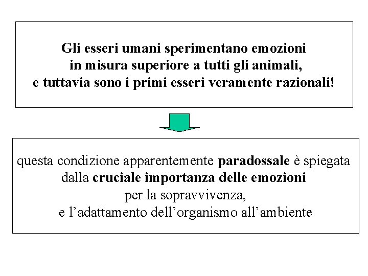 Gli esseri umani sperimentano emozioni in misura superiore a tutti gli animali, e tuttavia