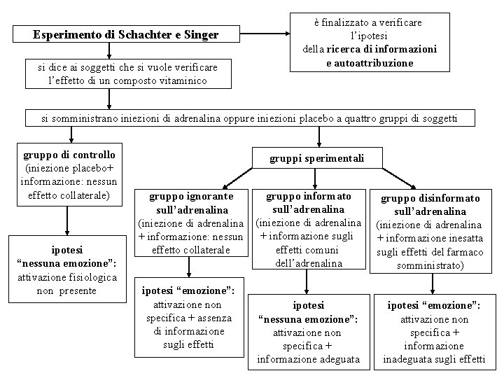 Esperimento di Schachter e Singer si dice ai soggetti che si vuole verificare l’effetto