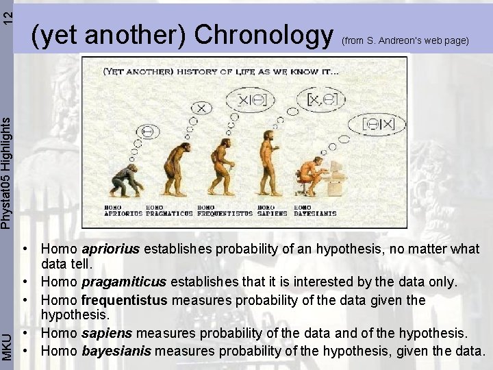 (from S. Andreon’s web page) 12 MKU Phystat 05 Highlights (yet another) Chronology •