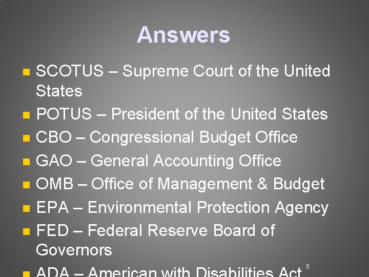 Answers n n n n SCOTUS – Supreme Court of the United States POTUS Answers n n n n SCOTUS – Supreme Court of the United States POTUS