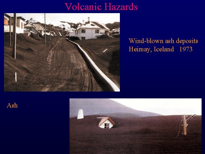 Volcanic Hazards Wind-blown ash deposits Heimay, Iceland 1973 Ash 