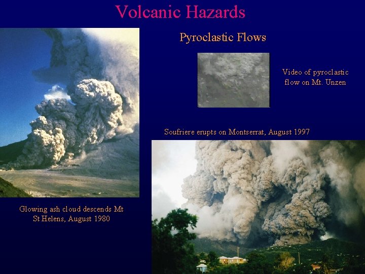 Volcanic Hazards Pyroclastic Flows Video of pyroclastic flow on Mt. Unzen Soufriere erupts on