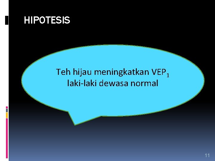 HIPOTESIS Teh hijau meningkatkan VEP 1 laki-laki dewasa normal 11 