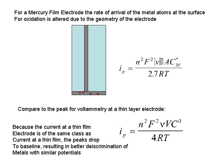 For a Mercury Film Electrode the rate of arrival of the metal atoms at For a Mercury Film Electrode the rate of arrival of the metal atoms at