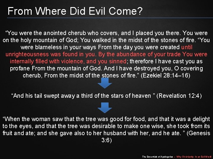 From Where Did Evil Come? “You were the anointed cherub who covers, and I