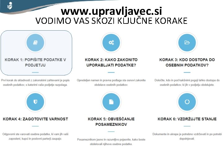 www. upravljavec. si VODIMO VAS SKOZI KLJUČNE KORAKE 