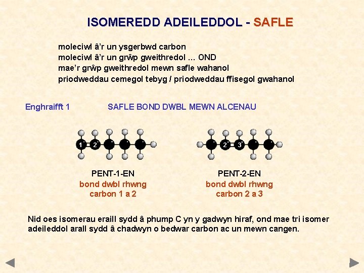 ISOMEREDD ADEILEDDOL - SAFLE moleciwl â’r un ysgerbwd carbon moleciwl â’r un grŵp gweithredol