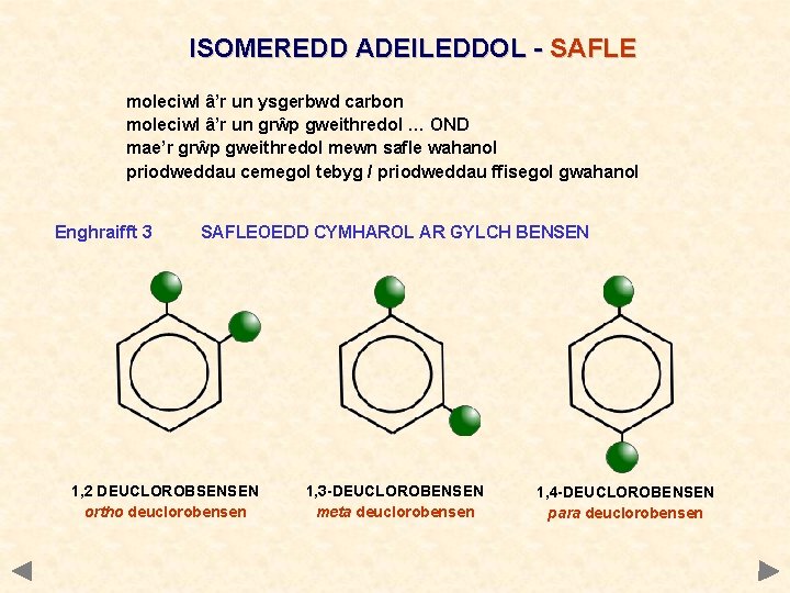 ISOMEREDD ADEILEDDOL - SAFLE moleciwl â’r un ysgerbwd carbon moleciwl â’r un grŵp gweithredol