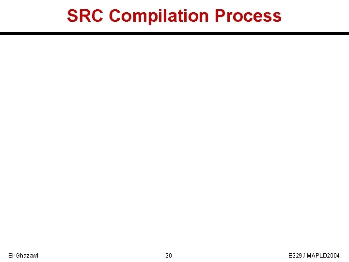 SRC Compilation Process El-Ghazawi 20 E 229 / MAPLD 2004 