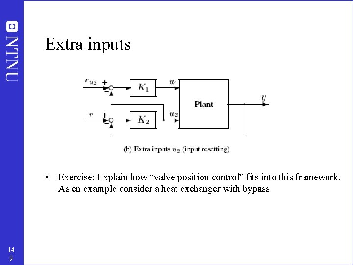 Extra inputs • Exercise: Explain how “valve position control” fits into this framework. As