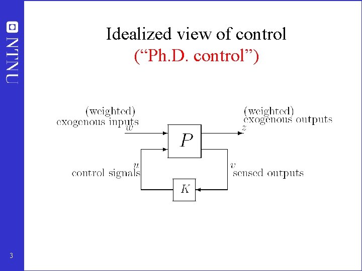 Idealized view of control (“Ph. D. control”) 3 