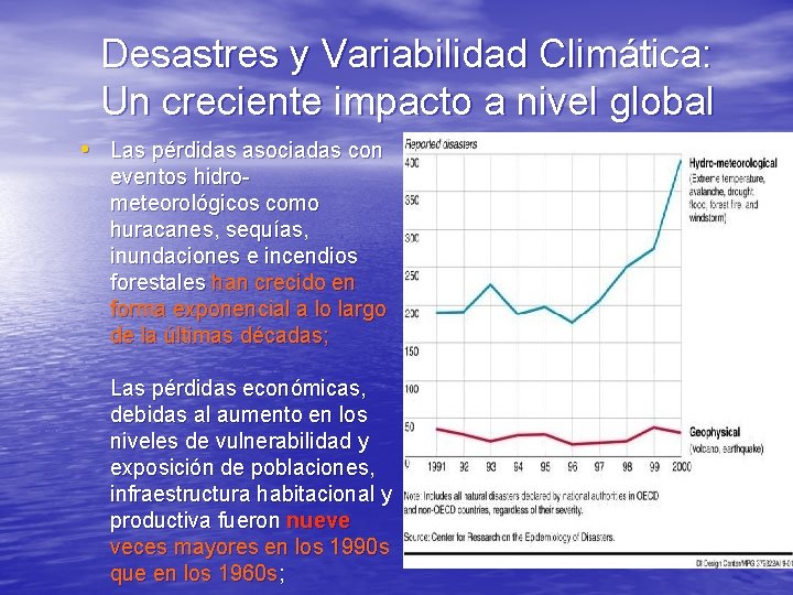 Desastres y Variabilidad Climática: Un creciente impacto a nivel global • Las pérdidas asociadas