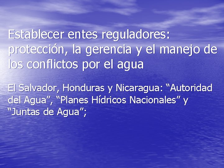 Establecer entes reguladores: protección, la gerencia y el manejo de los conflictos por el