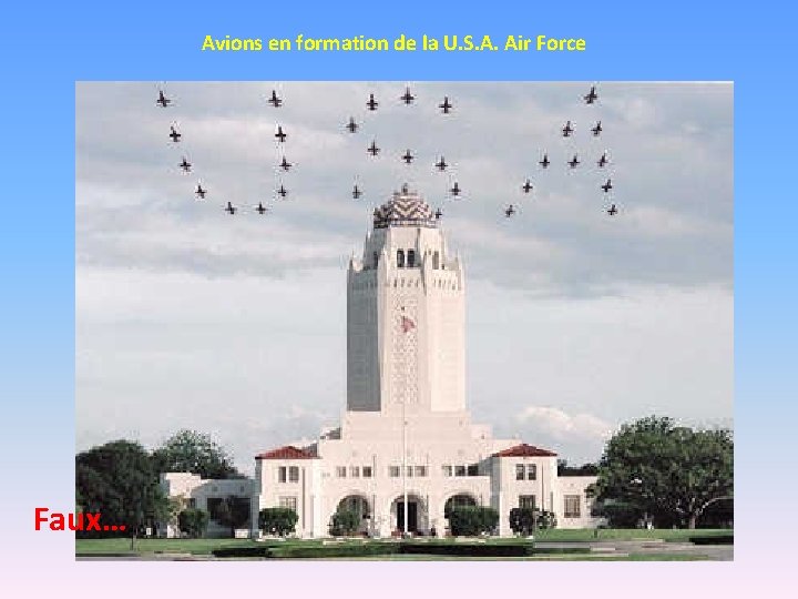 Avions en formation de la U. S. A. Air Force Faux… 