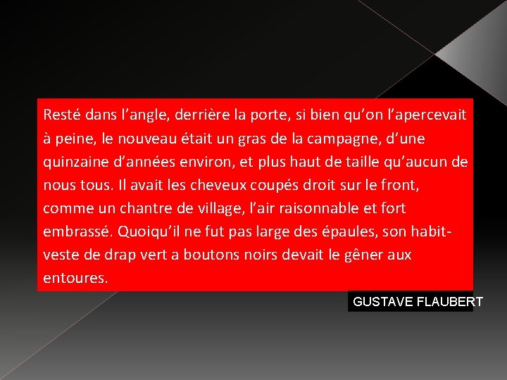 Resté dans l’angle, derrière la porte, si bien qu’on l’apercevait à peine, le nouveau