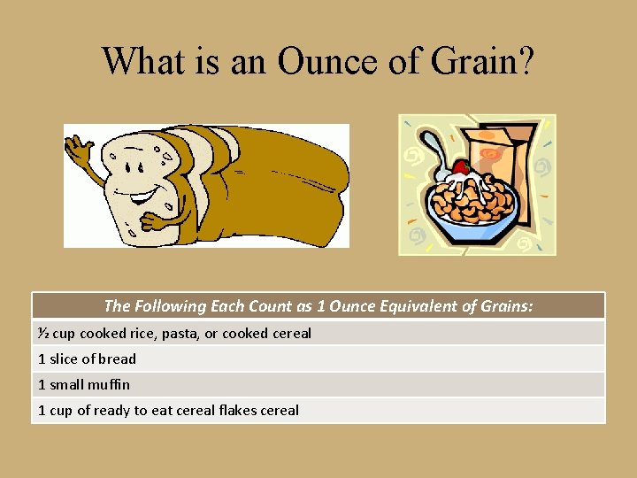 What is an Ounce of Grain? The Following Each Count as 1 Ounce Equivalent