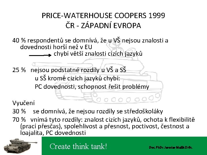 PRICE-WATERHOUSE COOPERS 1999 ČR - ZÁPADNÍ EVROPA 40 % respondentů se domnívá, že u