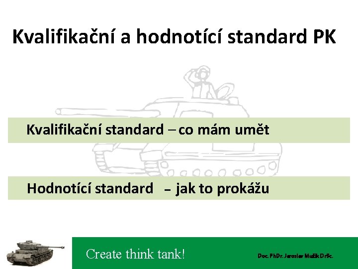 Kvalifikační a hodnotící standard PK Kvalifikační standard – co mám umět Hodnotící standard –