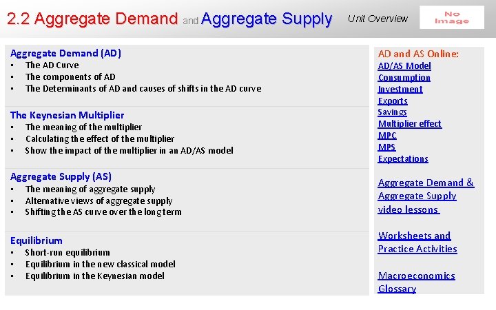 2. 2 Aggregate Demand Aggregate Supply Aggregate Demand (AD) • • • The AD