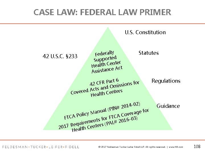 CASE LAW: FEDERAL LAW PRIMER U. S. Constitution 42 U. S. C. § 233