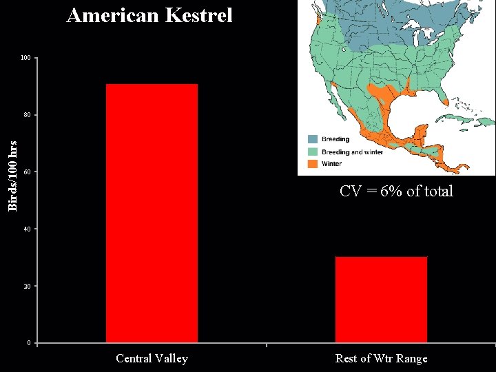 American Kestrel 100 Birds/100 hrs 80 60 CV = 6% of total 40 20