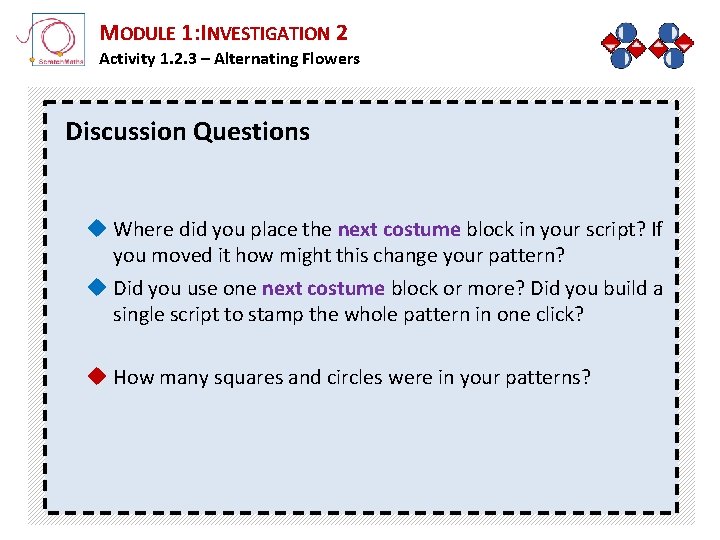 MODULE 1: INVESTIGATION 2 Activity 1. 2. 3 – Alternating Flowers Discussion Questions u