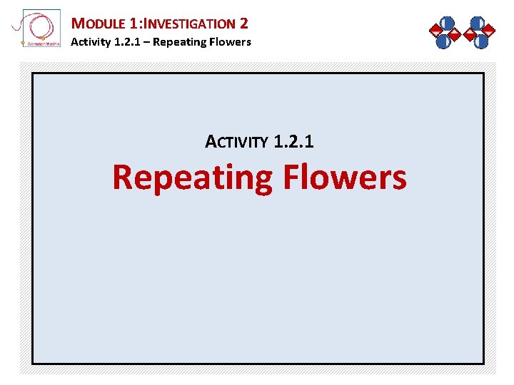 MODULE 1: INVESTIGATION 2 Activity 1. 2. 1 – Repeating Flowers ACTIVITY 1. 2.