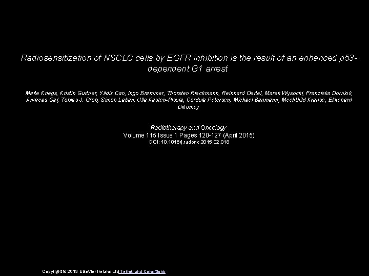 Radiosensitization of NSCLC cells by EGFR inhibition is the result of an enhanced p