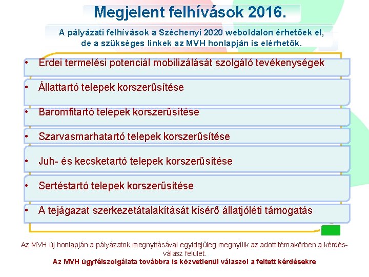 Megjelent felhívások 2016. A pályázati felhívások a Széchenyi 2020 weboldalon érhetőek el, de a