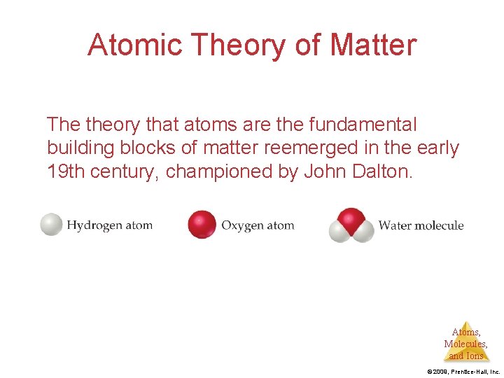 Atomic Theory of Matter The theory that atoms are the fundamental building blocks of