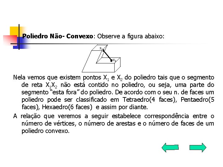 Poliedro Não- Convexo: Observe a figura abaixo: x 1 x 2 Nela vemos que