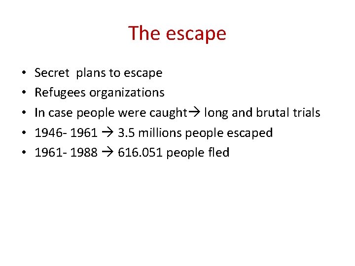 The escape • • • Secret plans to escape Refugees organizations In case people