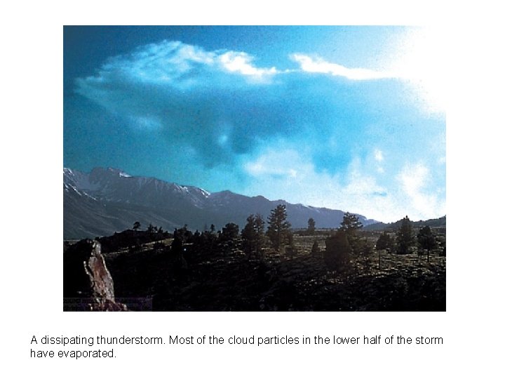 A dissipating thunderstorm. Most of the cloud particles in the lower half of the A dissipating thunderstorm. Most of the cloud particles in the lower half of the