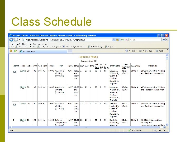 Class Schedule 